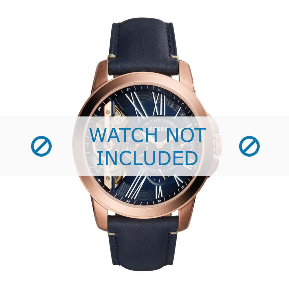 Bracelet de montre Fossil ME1162 Cuir Bleu 22mm