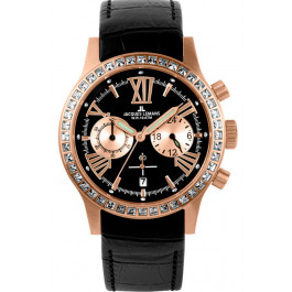 Jacques Lemans bracelet de montre 1-1527 / ZW Cuir Noir 21mm + coutures noires