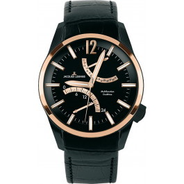 Jacques Lemans bracelet de montre 1-1583 / 1-1583C Cuir Noir 22mm + coutures noires