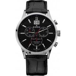 Bracelet de montre Edox 10010-473282-222194 Cuir Noir 22mm