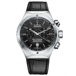 Edox bracelet de montre 10107 Cuir Noir + coutures noires