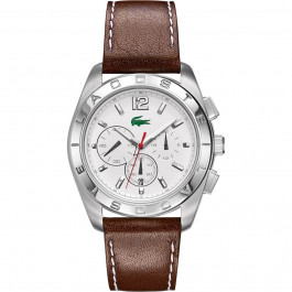 Lacoste bracelet de montre 2010608 / LC-53-1-14-2301 Cuir Brun 18mm + coutures blanches
