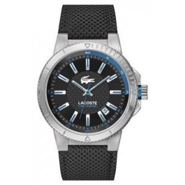 Lacoste bracelet de montre 2010676 / LC-67-1-14-2409 Cuir Noir 18mm + coutures noires