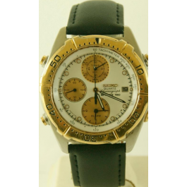 Bracelet de montre Seiko 7T42 6A0B / SDX014J1 Cuir Noir 20mm