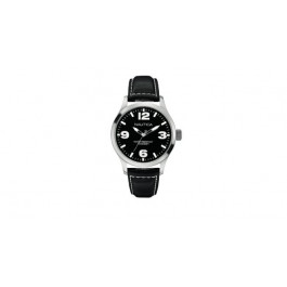Nautica bracelet de montre A12622G Cuir Noir 24mm + coutures blanches