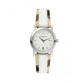 Bracelet de montre Burberry BU1395 Cuir/Textile Blanc 16mm