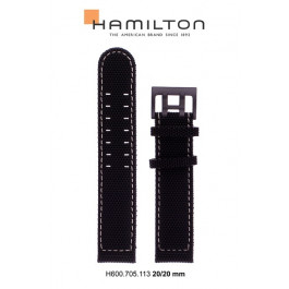 Bracelet de montre Hamilton H705751 / H001.70.575.733.11 / H600.705.113 Cuir/Textile Noir 20mm