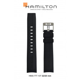 Bracelet de montre Hamilton H76714335 / H600777107 Caoutchouc Noir 22mm