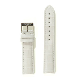 Bracelet de montre Hamilton H690323124 / H323510 / H323810 / Cuir Blanc 18mm