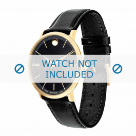 Movado bracelet de montre 0607087 Cuir Noir 20mm + coutures défaut