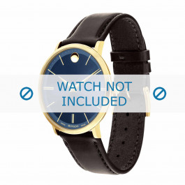 Movado bracelet de montre 0607088 Cuir Brun foncé 20mm + coutures défaut
