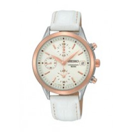 Bracelet de montre Seiko SNDY42P2 / 7T92-0MJ0 Cuir Blanc 16mm