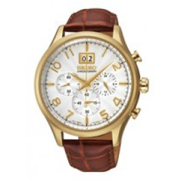 Bracelet de montre Seiko 7T04-0AE0 / SPC088P1 / L07H013K0 Cuir Brun 20mm