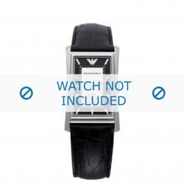 Armani bracelet de montre AR-0158 Cuir croco Noir 23mm 