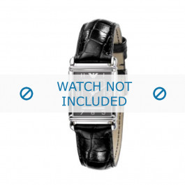 Armani bracelet de montre AR-0424 Cuir croco Noir 18mm 