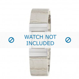 Armani bracelet de montre AR-5482 Cuir croco Blanc creme 18mm 