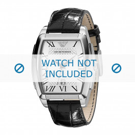Armani bracelet de montre AR0933 Cuir Noir 22mm + coutures noires