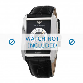 Armani bracelet de montre AR4200 Cuir Noir 26mm + coutures noires