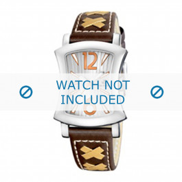 Calypso bracelet de montre K5198-2 Cuir Brun 17mm + coutures blanches