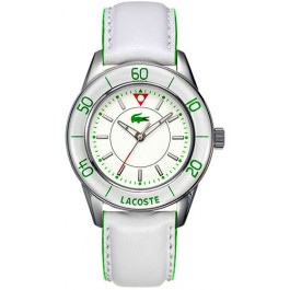 Lacoste bracelet de montre 2000558 / 2000559 Cuir Blanc 20mm + coutures blanches