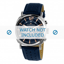 Jacques Lemans bracelet de montre 1-1645I Cuir Bleu + coutures  bleues