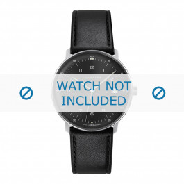 Junghans bracelet de montre 041/4462.00 Cuir Noir 20mm + coutures défaut