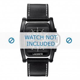 Lacoste bracelet de montre LC-18-1-14-0093 / 2010401 Cuir Noir + coutures blanches