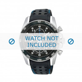 Seiko bracelet de montre SNAE79P1 / 7T62-0KV003B / L01M014J0 Cuir Noir 22mm + coutures bleues