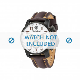 Timberland bracelet de montre 14439JSU-07 Cuir Brun foncé 22mm + coutures oranges