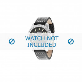Timberland bracelet de montre 14647JS-02 Cuir Noir 22mm + coutures blanches