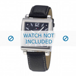 Tommy Hilfiger bracelet de montre TH-06-1-14-0604 / TH679300813 Cuir Noir 22mm + coutures blanches