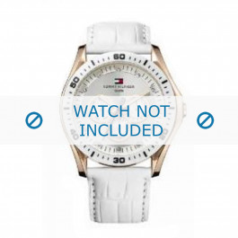 Tommy Hilfiger bracelet de montre TH-63-3-34-0781 / TH1780835 Cuir Blanc + coutures blanches