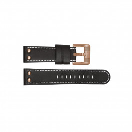 TW Steel bracelet de montre TWB16 Cuir Noir 24mm + coutures blanches