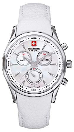 Bracelet de montre Swiss Military Hanowa 06.6156.04.001-87 Cuir Blanc 20mm