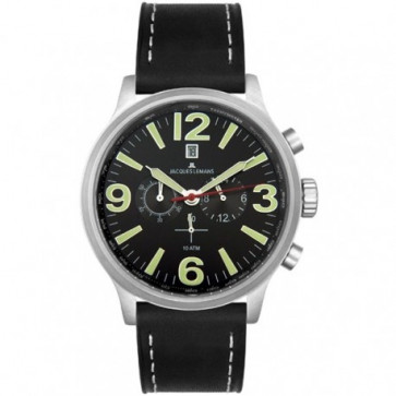 Bracelet de montre Jacques Lemans 1-1258 Cuir Noir 24mm