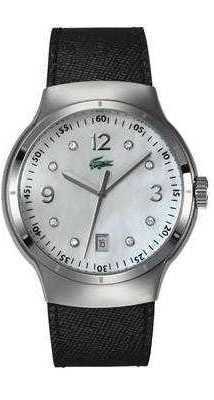 Lacoste bracelet de montre 2000374 / LC-09-3-14-0060 Cuir Noir 21mm + coutures noires