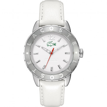 Lacoste bracelet de montre 2000667 / LC-54-3-27-2284 Cuir Blanc 18mm + coutures blanches