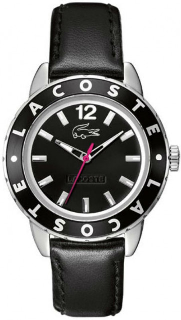 Lacoste bracelet de montre 2000671 / LC-54-3-27-2287 Cuir Noir 18mm + coutures noires