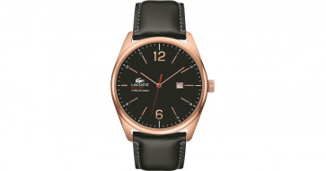 Lacoste bracelet de montre 2010747 / LC-68-1-34-2413 Cuir Noir 24mm + coutures grises