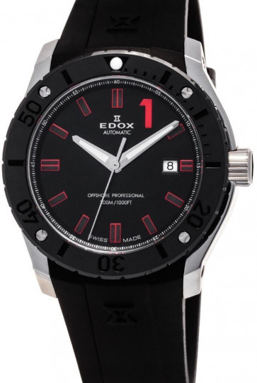 Bracelet de montre Edox 80088 Silicone Noir 24mm