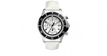 Nautica bracelet de montre A23092G Cuir Blanc 22mm + coutures blanches