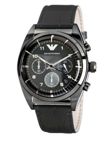 Bracelet de montre Armani AR0393 Cuir Noir 22mm