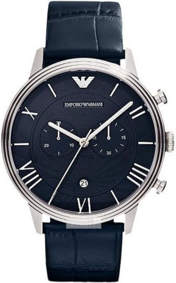 Bracelet de montre Armani AR1652 Cuir Bleu 20mm