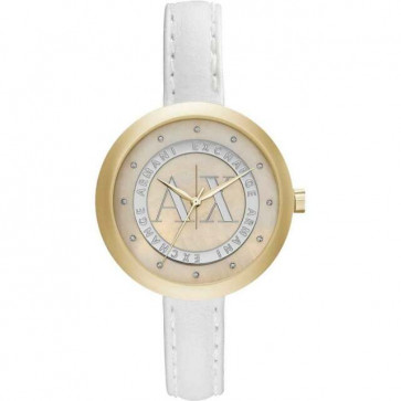 Bracelet de montre Armani Exchange AX4227 Cuir Blanc 12mm