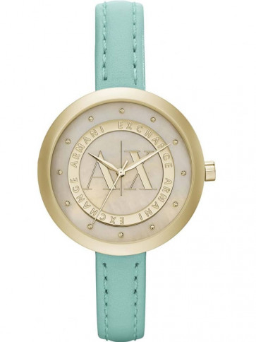 Bracelet de montre Armani Exchange AX4228 Cuir Vert menthe 12mm
