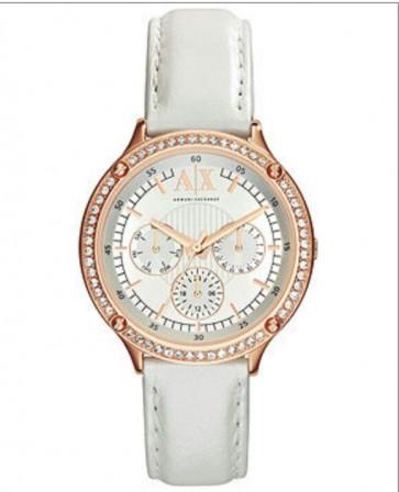 Bracelet de montre Armani Exchange AX5405 Cuir Blanc 18mm