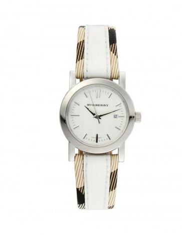 Bracelet de montre Burberry BU1395 Cuir/Textile Blanc