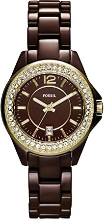 Bracelet de montre Fossil CE1055 Céramique Brun