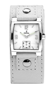 Bracelet de montre Festina F16068-E / F16068-F Cuir Blanc 18mm