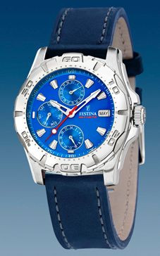 Bracelet de montre Festina F16243-D Cuir Bleu 21mm